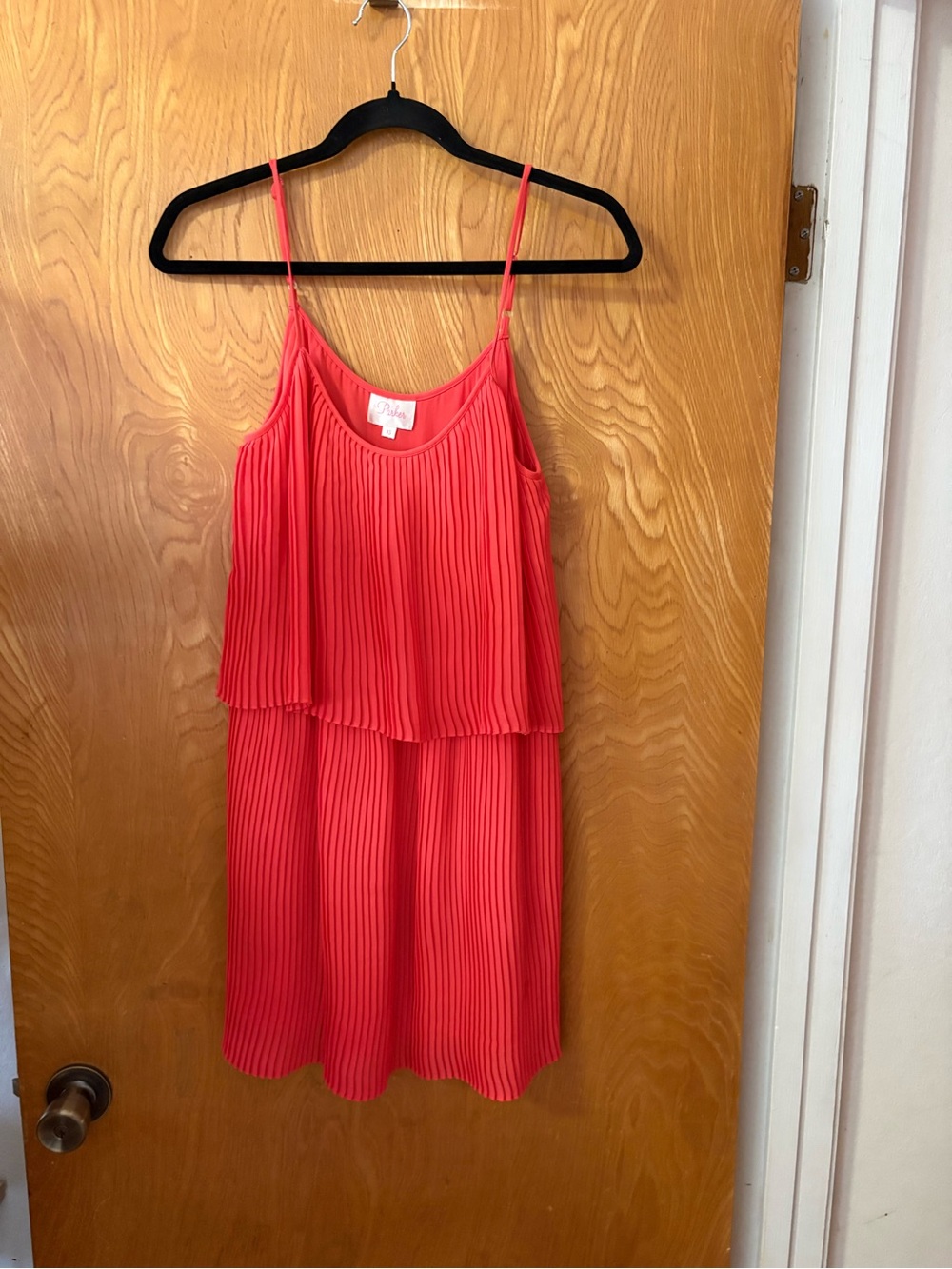 Parker Coral Pleated midi Dress XS